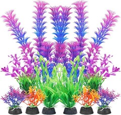 AQUANEAT Artificial Fish Tank Plants, Aquarium Decorations, Purple