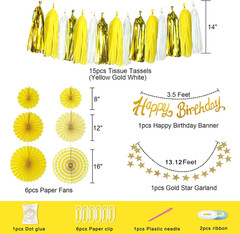 Yellow Birthday Decorations for Women – 33Pcs Yellow Party Decor for Girl with B