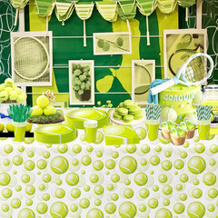 Tennis Party Tablecloth Decorations for Birthday Baby Shower – Disposable Sports