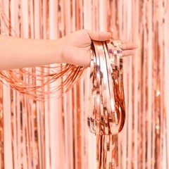 Rose Gold Tinsel Curtain Fringe Backdrop Happy Birthday Party Decoration Shimmer