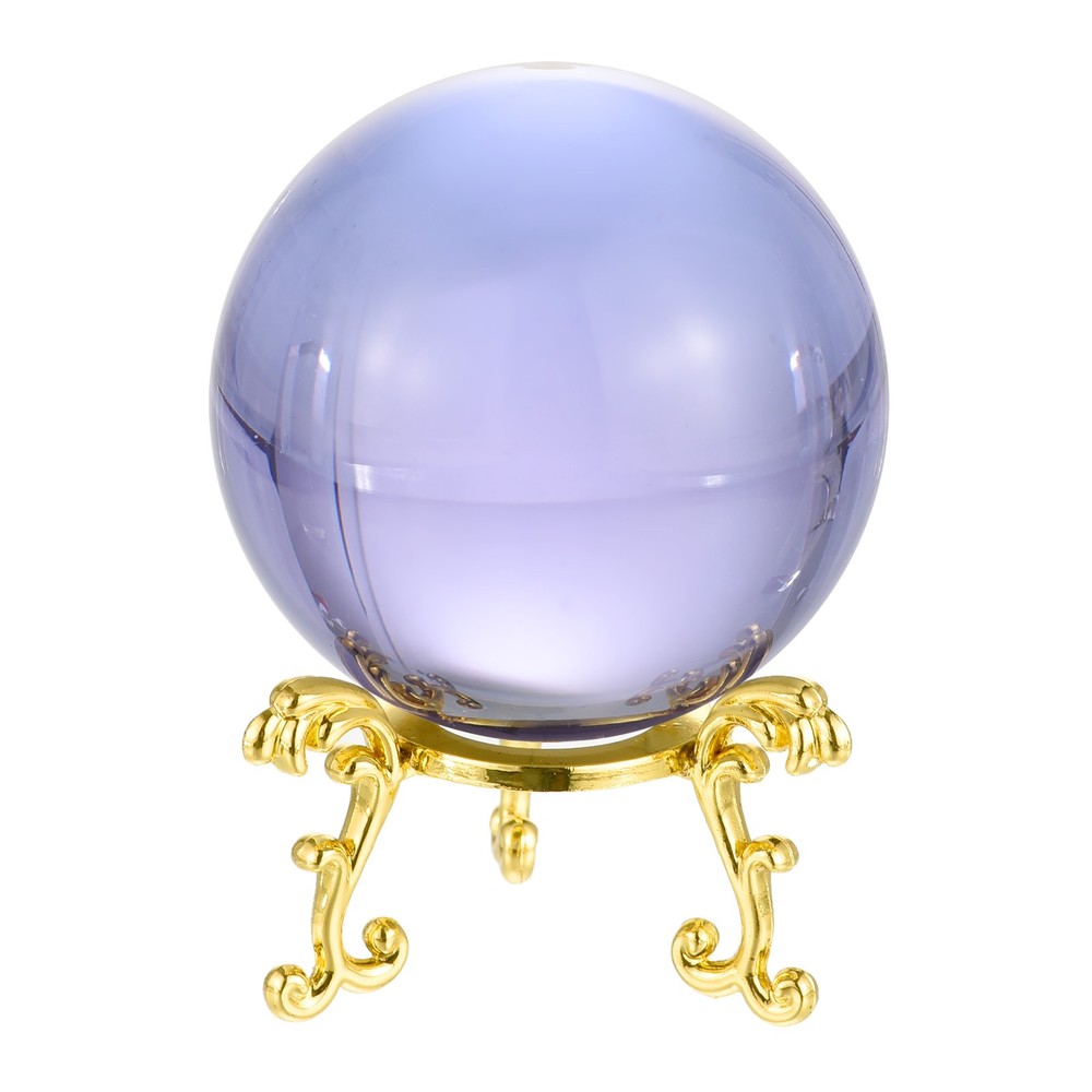 1Set 60mm/2.4″ K9 Crystal Ball Decorative Ball w Box and Metal Stand Purple
