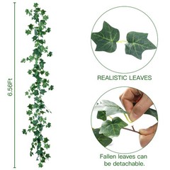 Sggvecsy 3 Pcs Artificial Ivy Vines Kit 6.4Ft Odorless Silk 6.56FT, Green