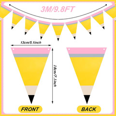 5 Pcs Back to School Decorations Pencil Shaped Paper Pennant Banners Classroom T