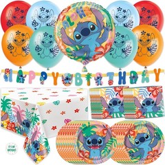 Lilo and Stitch Disposable Birthday Party Plates, Napkins, Banner, Tablecover