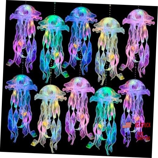 Jellyfish Decor – 10 Pcs Light Up Jellyfish Lanterns, Hanging Jelly Multicolor