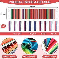 10 Pack Serape Table Runner 14×84 In 29 Papel Picado Banner Fiesta Bunting Decor