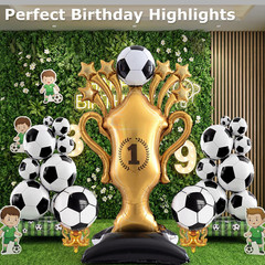 5 Pcs Soccer Balloons Party Decorations Set, Extra Large Trophy & World Cup Foil