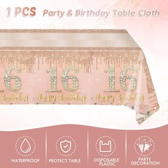 41Pcs 16th Birthday Party Decorations for Girls, Rose Gold Birthday Supplies Inc