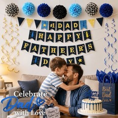 Father’s Day Decorations for Home, Happy Father’s Day Banner with #1 Dad Banner,