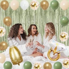 Elevate Your Engagement with Green Gold Party Decorations & Elegant Banner Set