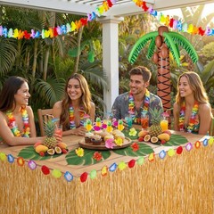Hawaiian Luau Party Decorations Kit – 60PCS Tropical Summer 62.2 inches