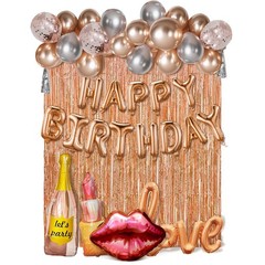 Rose Gold Birthday Decorations Set for Women,Happy Birthday Letter Balloon Ba…