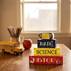 Cute Educational Block Decor with Pencil Topper – Back-to-School Essential