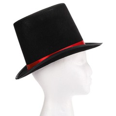 2 Pack Black Felt Top Hats, Funny Party Hat with Red Band, Tuxedo Vampire For…