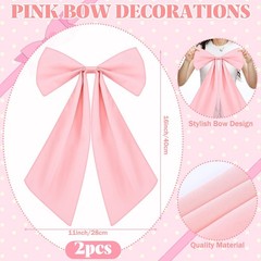 2 Pcs Large Pink Bows Decorations Coquette Party Decors 11 x 16 Inches Polyes…