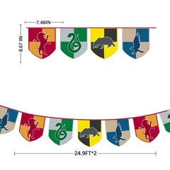 50Ft Wizard Party Decorations Red Green Blue Green Magical Themed Nylon Banne…