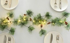 Remote Christmas Smokey Pine Garland with Lights 6.56FT Garlands with Timer 30