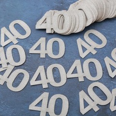 Number 40 Silver Glitter Confetti 40th Happy Birthday Anniversary Table Decor