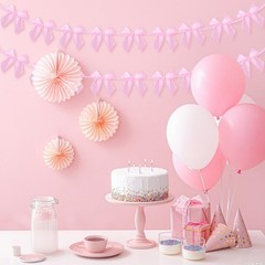 2pcs Pink Bow Banner Bow Garland Banner Party Decorations for Girls Coquette …