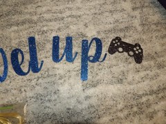 Level Up Blue, Gold and Black Glitter Banner for Graduation Birthday Theme NEW