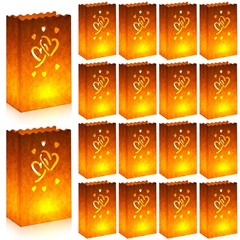 White Luminary Bags Lantern Halloween Candle Bag Hearts Flame Resistant 100 PCS