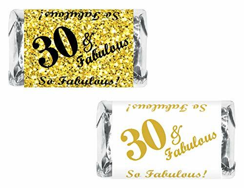 30 & Fabulous Miniatures Candy Bar Wrapper, (Set of 60) Mini Candy Bar Stickers