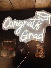 Congrats Grad Neon Sign USB Powered LED Light Graduation Party Decoration
