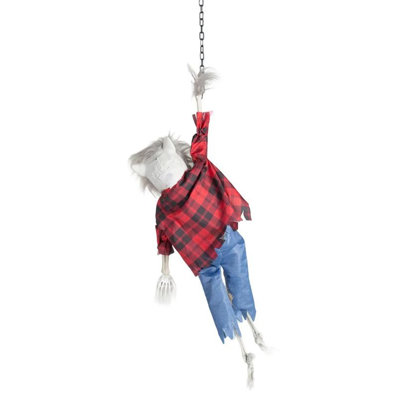 35″ Animated Light-Up Hanging Skeleton Werewolf Halloween Decoration