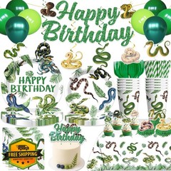 Snake Party Decorations, Reptile Snake Birthday Party Banner, Hanging Swirls,…