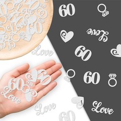 200 Pcs 60th Wedding Anniversary Confetti, Happy 60th Anniversary Confetti 60…