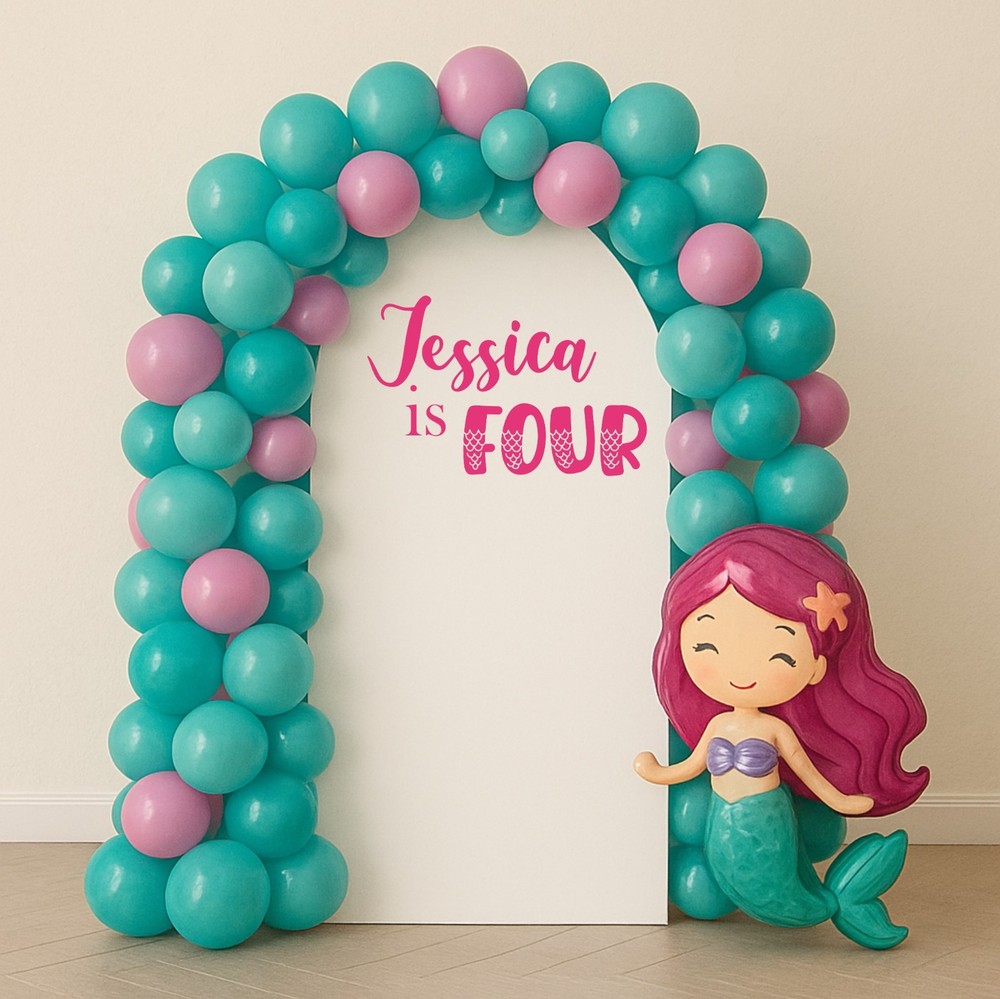 Name is Age Personalised Mermaid Theme Stickers For Sail Board | Girls Birthday