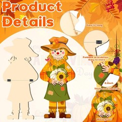 Shellwei 2 Pcs Thanksgiving Scarecrow Door Decor Fall Porch Sign Decoration F…