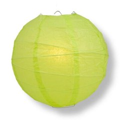 Quasimoon 16″ Light Lime Green Round Paper Lantern, Crisscross Ribbing, Hangi…