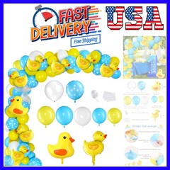 113 Pcs Yellow Duck Balloon Arch Garland Kit 12 10 5 Yellow White Latex Ballo…