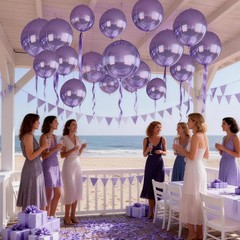 12Pcs Light Purple Round Balloons Foil, 22″ 18″ 15″ 10″ 4D Sphere Balloon, Bi…