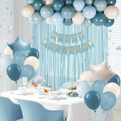 Blue Birthday Decorations for Men with Sand White Light Slate Dusty Blue