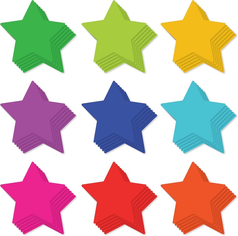 Large Star Paper Cutouts 5 Inch Classroom Bulletin Board Shapes 54 PCS