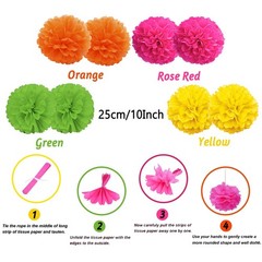 Fiesta Party Decorations, Multicoloured Tablecover Fans Pompoms Decorations M…