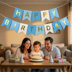Blue Happy Birthday Banner,Navy Blue and Gold Partyecorations Sigh for D