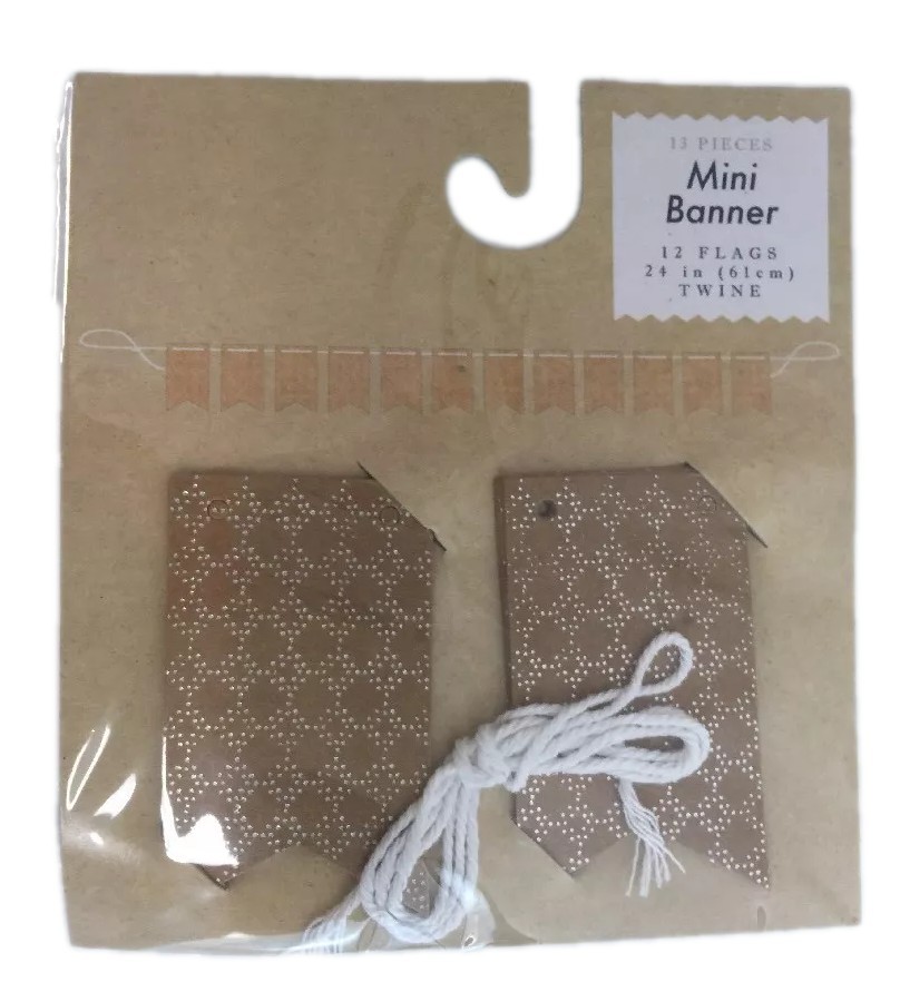 Mini 24″ Party Banner Flags Decor Craft Scrapbooking Gold Diamond Design 6 Pks
