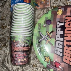 Minecraft Birthday Party Decorations Plates Napkins Cups Forks Knives 20 Pc Each