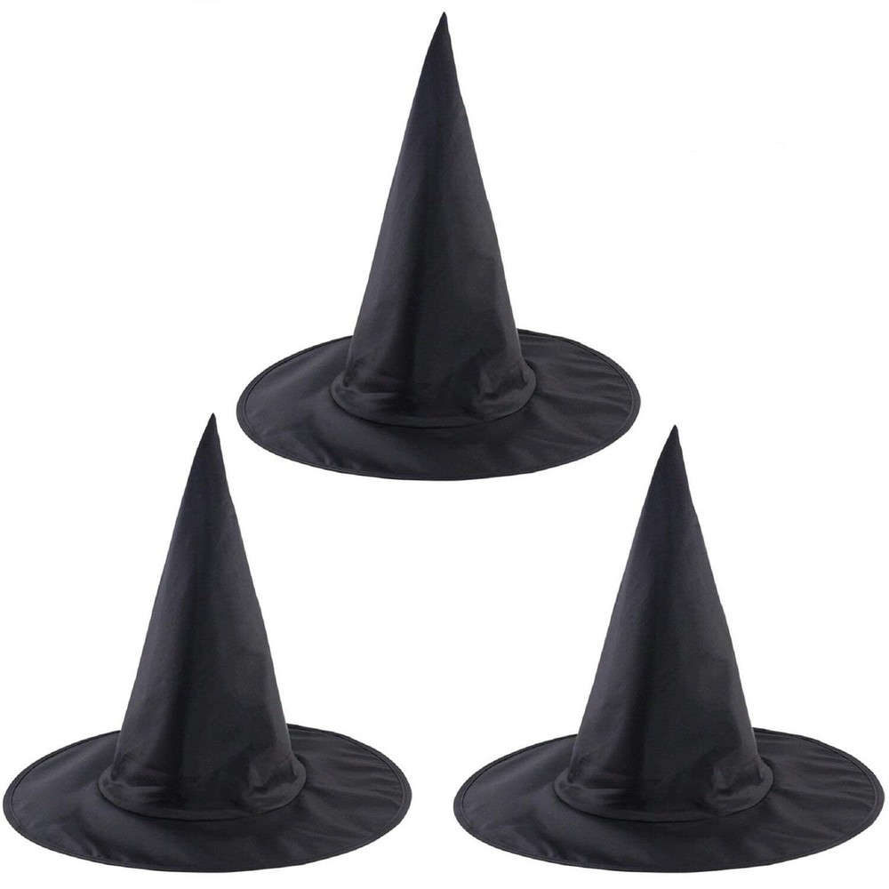 3PCS Black Halloween Witch Hats Halloween Black Witch Hat Witch Cap Costume