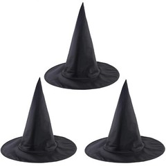 3PCS Black Halloween Witch Hats Halloween Black Witch Hat Witch Cap Costume