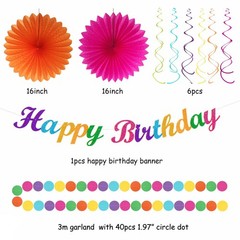 Rainbow Friends Colorful Party-decorations – 21pcs Girls Boys Happy Banner Ga…