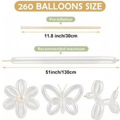 Clear Long Balloons,100pcs White Long Balloons,Animals 260 Ballloons for Begi…
