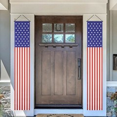 2 Pack 4th of July Outdoor Hanging American Flag Banners Porch Patriotic Decor