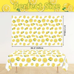 4Pcs Lemon Party Tablecloths, Yellow Tablecloth Plastic, Rectangular Lemonade