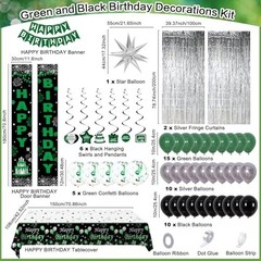 Green Birthday Decorations for Men & Boys – Black & Green Party Supplies, Bday B