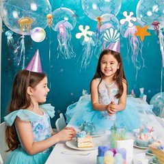 24 Pcs Under The Sea Jellyfish Hanging Swirls Ocean Theme Party Streamers
