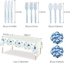 Space Themed Decoration and Tableware Set Includes Banner, Tablecover, Utensils